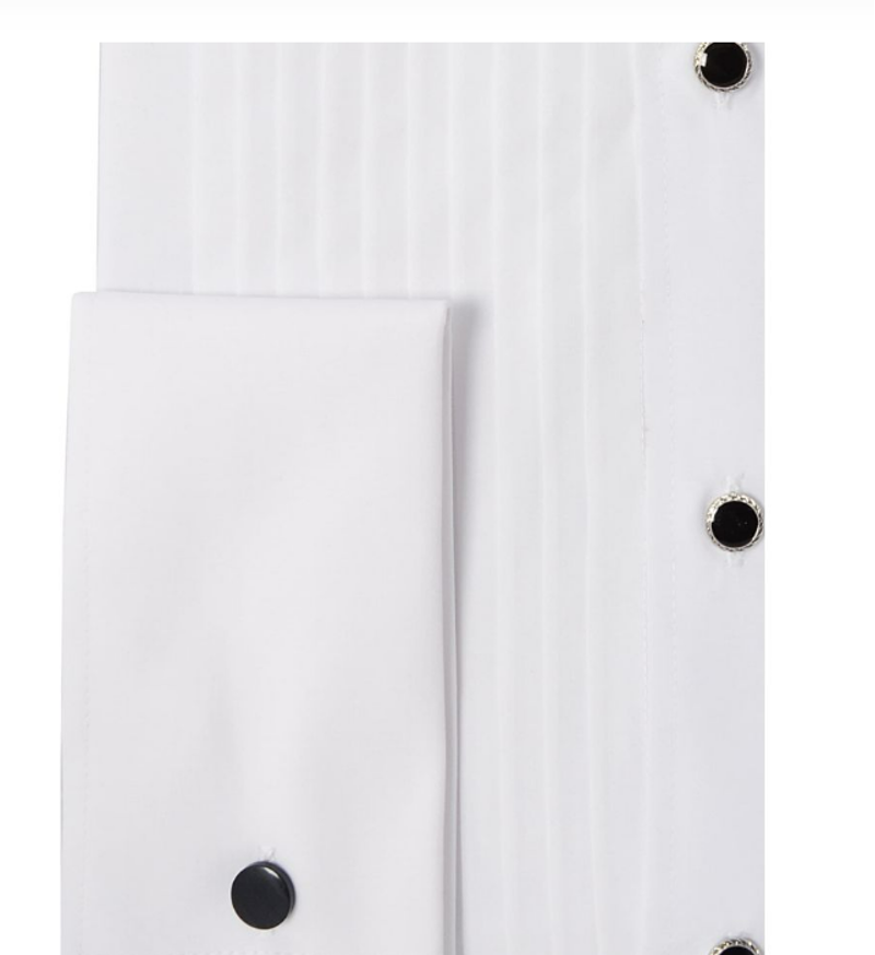 D2 Dress Shirt Stitch Pleat White SLS5002-2